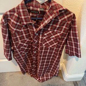 Roper Men's Burgundy Plaid Button Down Shirt